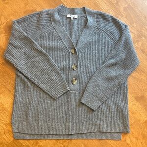 Madewell Gray Ribbed Cardigan Sweater
